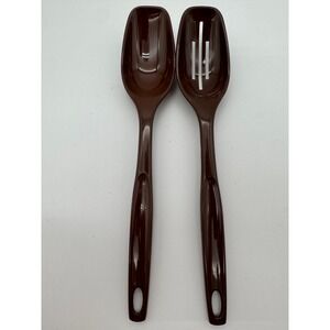 Foley Brown Melamine Salad Serving Spoon & Fork‎ Set Vintage Mid Century